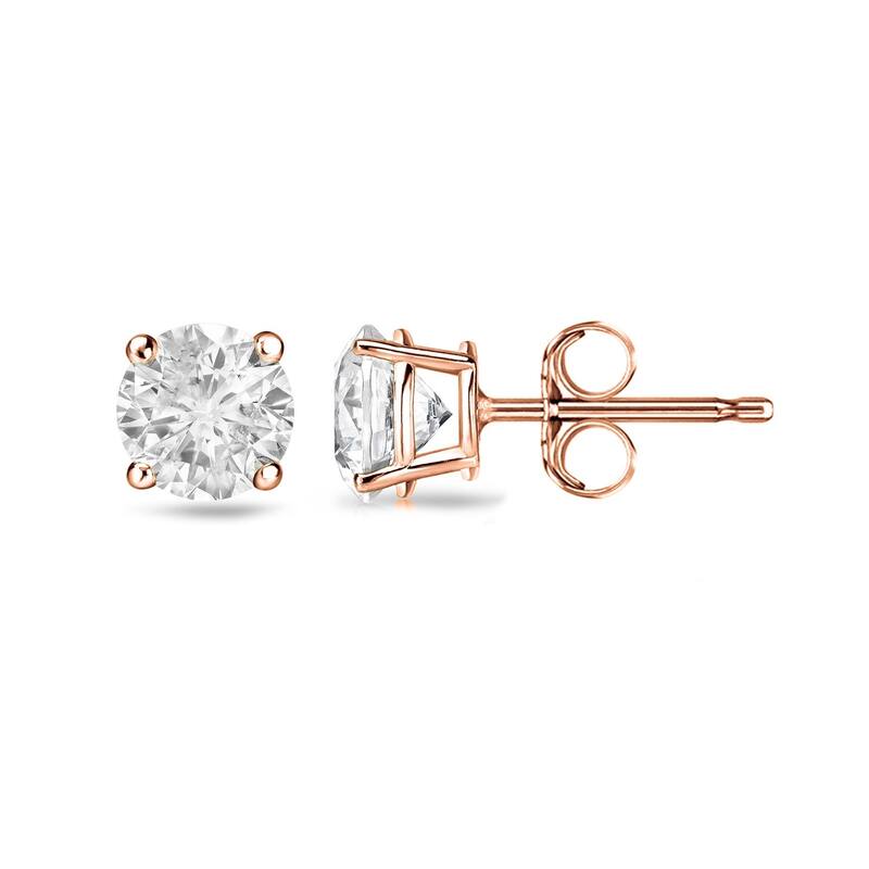 Auriya 1/2ctw Clarity Enhanced Round Diamond Stud Earrings 14k Gold (I2-I3) - Rose