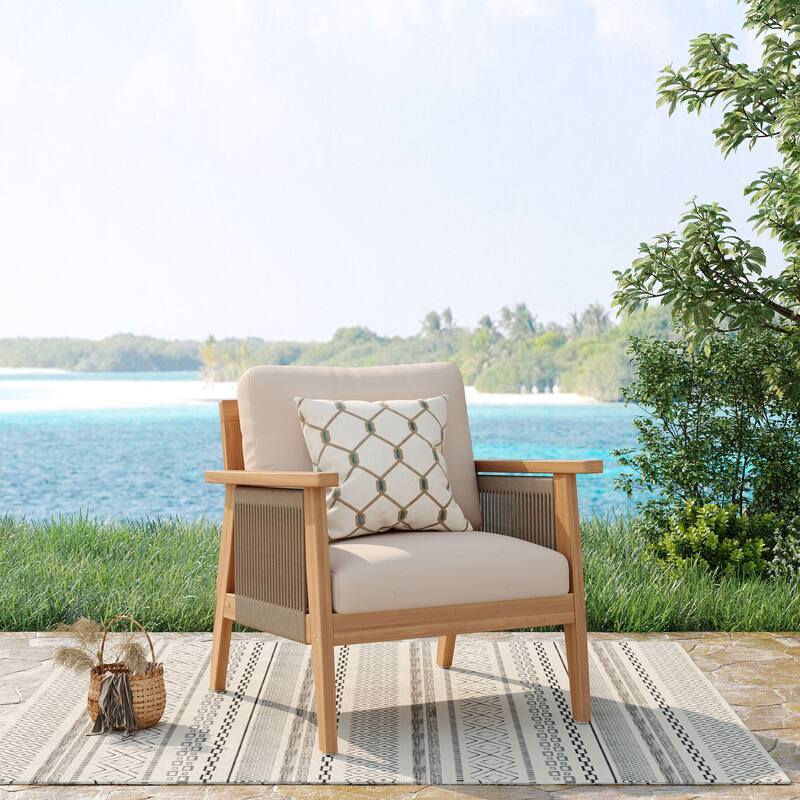 Christopher Knight Home - Maxwell Outdoor Acacia Wood and Rope Patio Chair Set