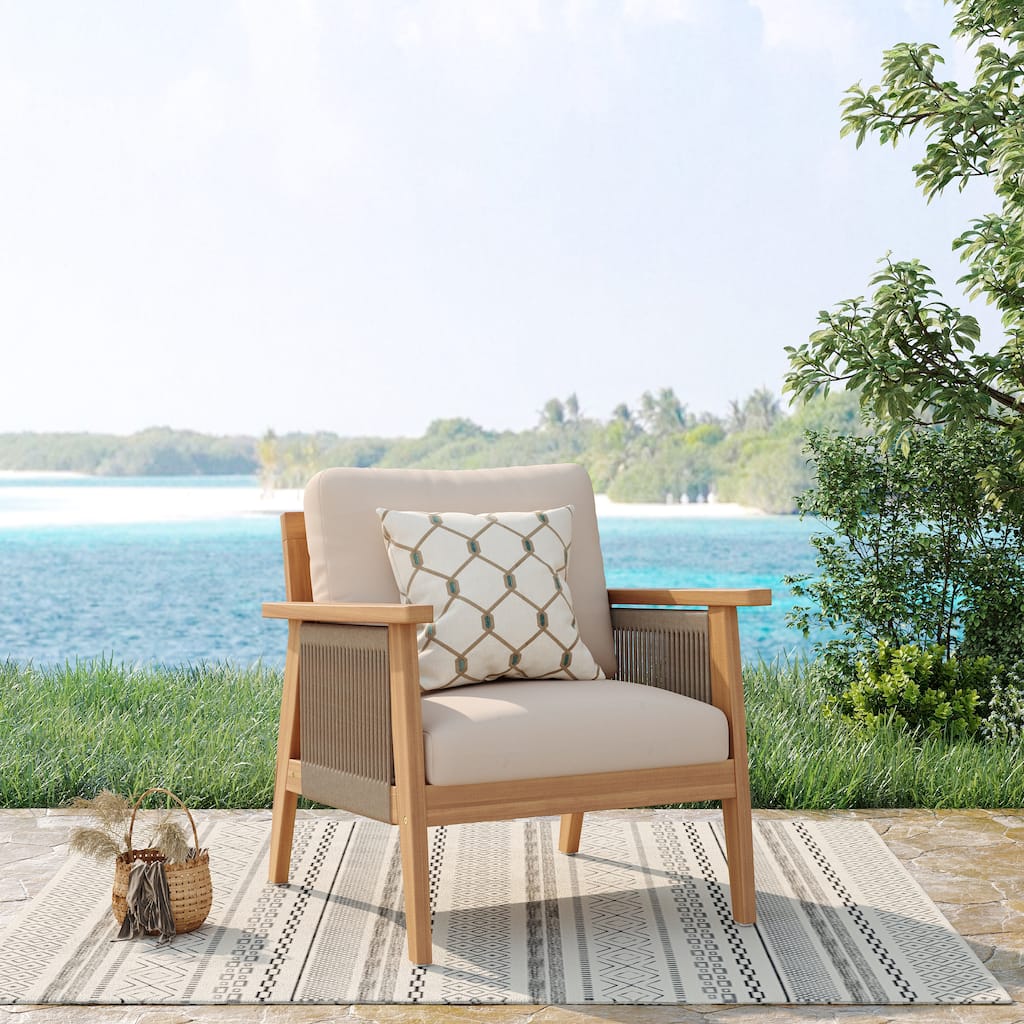 Christopher Knight Home - Maxwell Outdoor Acacia Wood and Rope Patio Chair Set