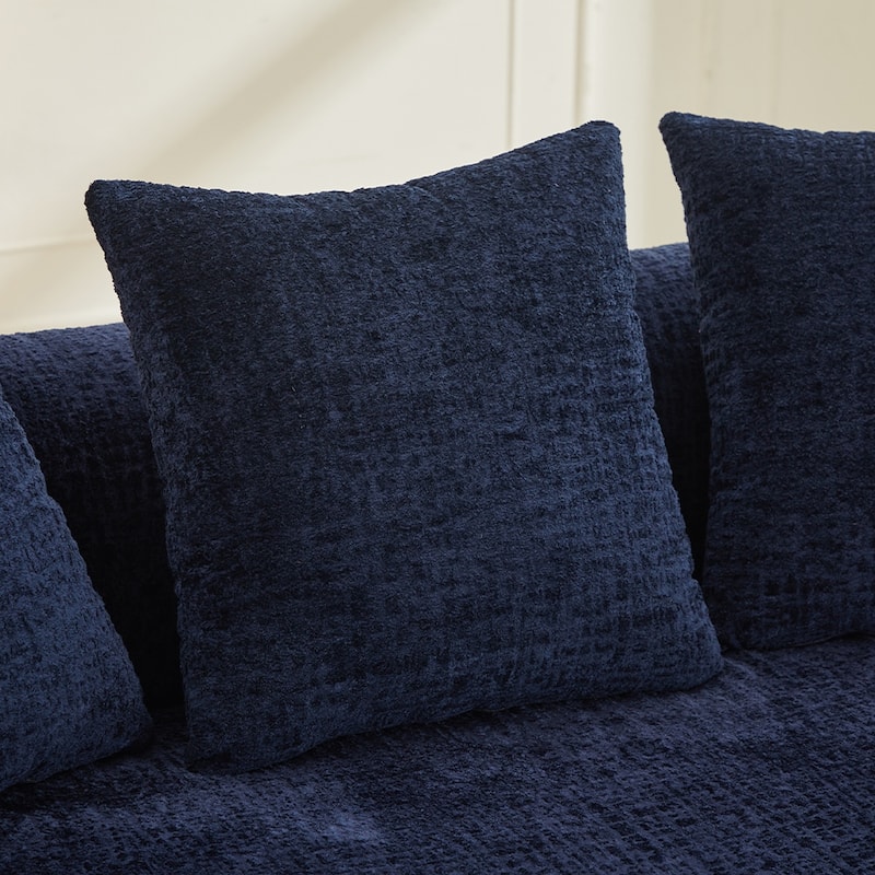 63.2" Modern Small Loveseat Sofa, Chenille Boneless Couch, Deep Seat Sofa with 3 Pillows