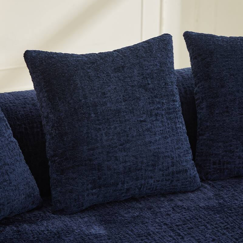 Curved Loveseat 2-Seater Sofa Couch for Living Room, Blue Minimalist Sleeper Sofa Couch with Pillows