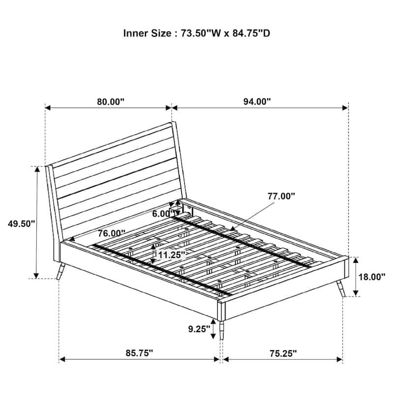 Marlow Wood Platform Bed Rough Sawn Multi
