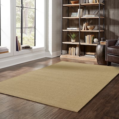 Style Haven Veranda Solid Tan Indoor-Outdoor Area Rug