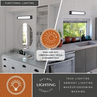 Fremont 1-Light 27 inch Wide Matte Black Bathroom Vanity Lighting Fixture, Adjustable Angle Frosted Shade, LED, Full Backplate