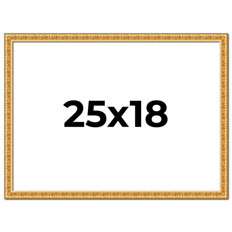 25x18 Frame Gold Real Wood Picture Frame Width 1 inches | Interior