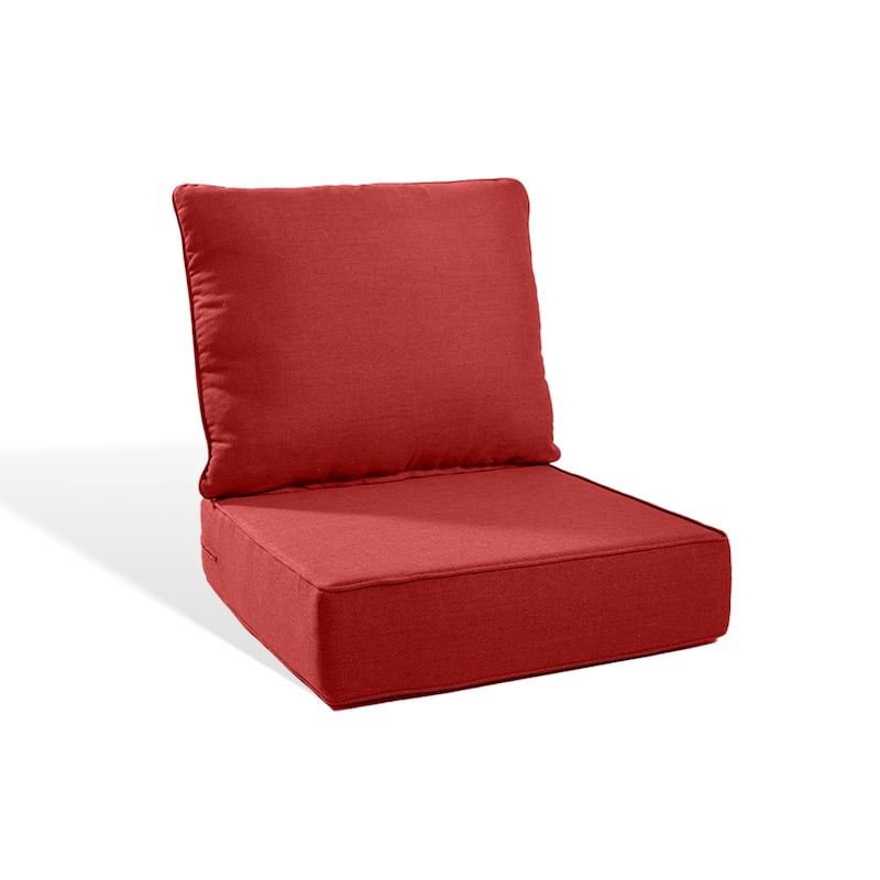 Pocassy 22"x24"x6" Inch Thick Cushions Indoor Outdoor Pillows Cushion - Red Cushion - 1 Set Seat & Back Cushion