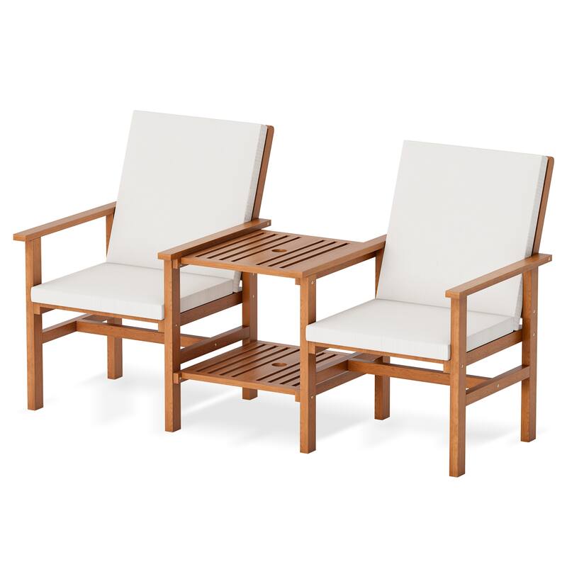 EROMMY 4-Piece Wood Patio Furniture Set with Waterproof Cushions, Outdoor Conversation Set for Garden Backyard Poolside