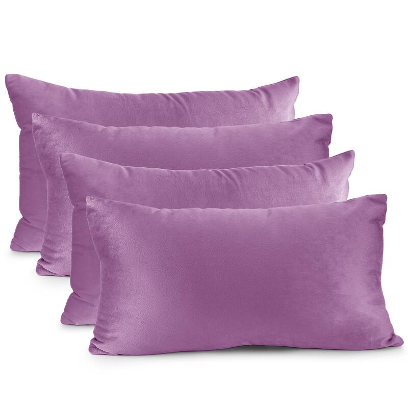 Nestl Solid Microfiber Soft Velvet Throw Pillow Cover (Set of 4) - 12" x 20" - Lavender Dream