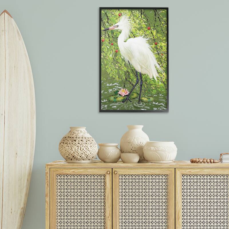 Stupell Sophisticated Heron in Pond Shore Framed Giclee Art Design By Rosiland Solomon