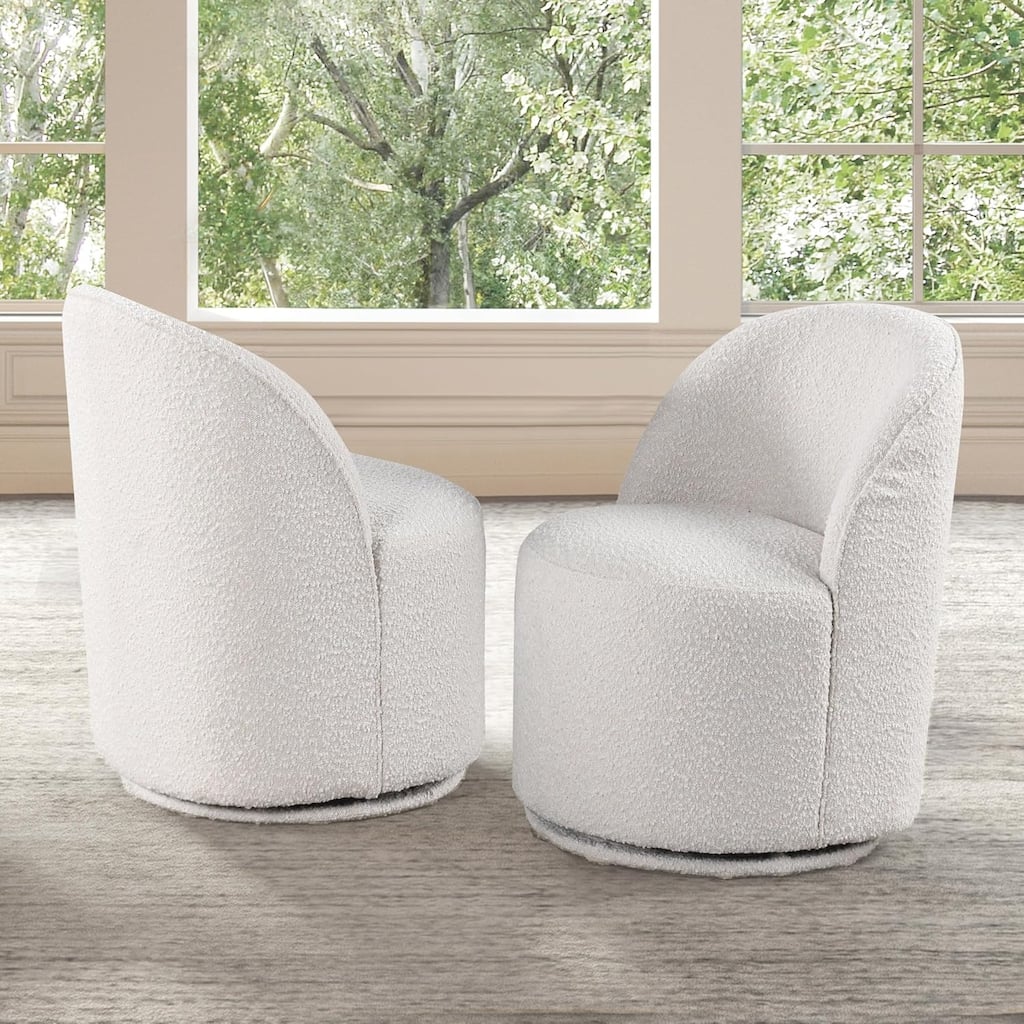 Modern White Finish Swivel Dining Chiars Set