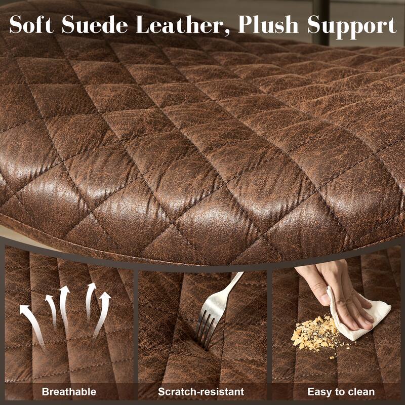 HOOOWOOO Mid-Century Leather Ergonomic Office Chair Adjustable Swivel Task Chair