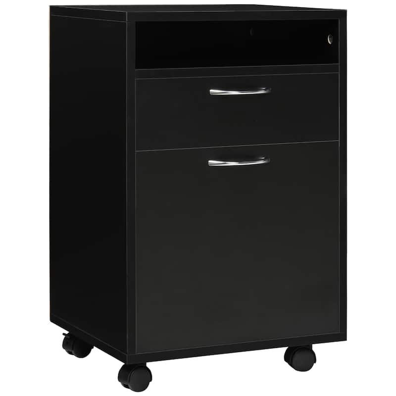 Modern Mobile Storage Cabinet with 1 Shelf,1 Drawer and 1 Cabinet, Printer Stand with Castors