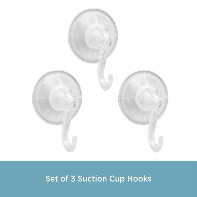Kenney Suction Cup Hooks, Set of 3 - Clear