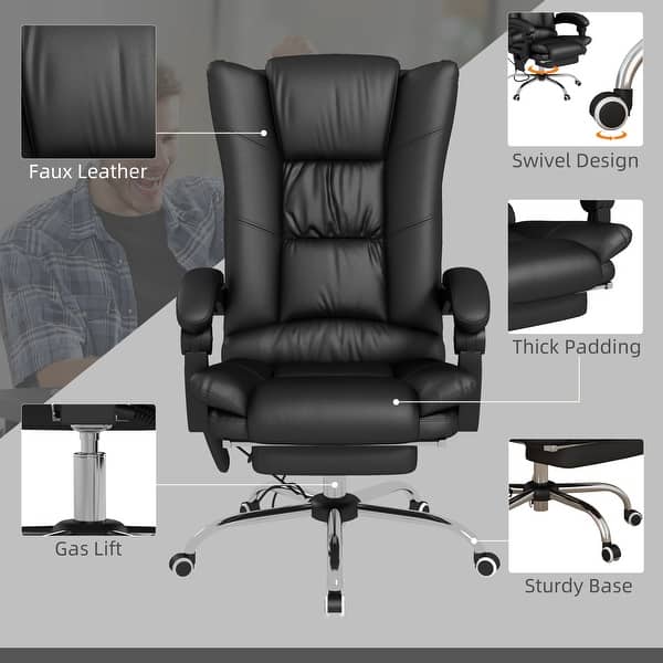 Vibrating Massage Executive Office Chair with 3-Level Heat,Footrest,Adjustable  Height - Bed Bath & Beyond