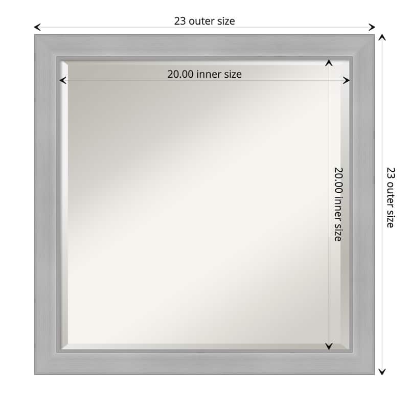 Beveled Bathroom Wall Mirror - Vista Brushed Nickel Frame - Outer Size: 23 x 23 in - Vista Brushed Nickel Narrow