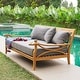 preview thumbnail 13 of 29, Cambridge Casual Lowell Teak Patio Daybed with Cushion Natural Teak/Gray Cushion