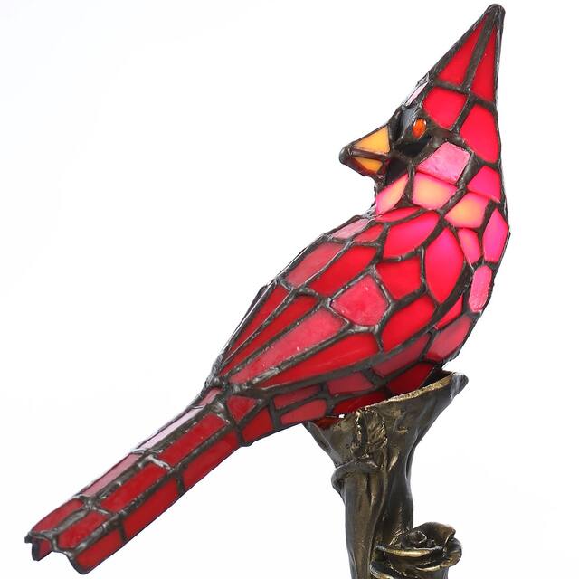 River of Goods Red Stained Glass 13-inch Cardinal Accent Lamp - 8"L x 4.5"W x 13.5"H