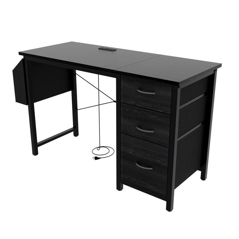47.3"office desk with power outlet,3 drawers,Large Side Pocket,computer desk,Writing desk,Vanity table