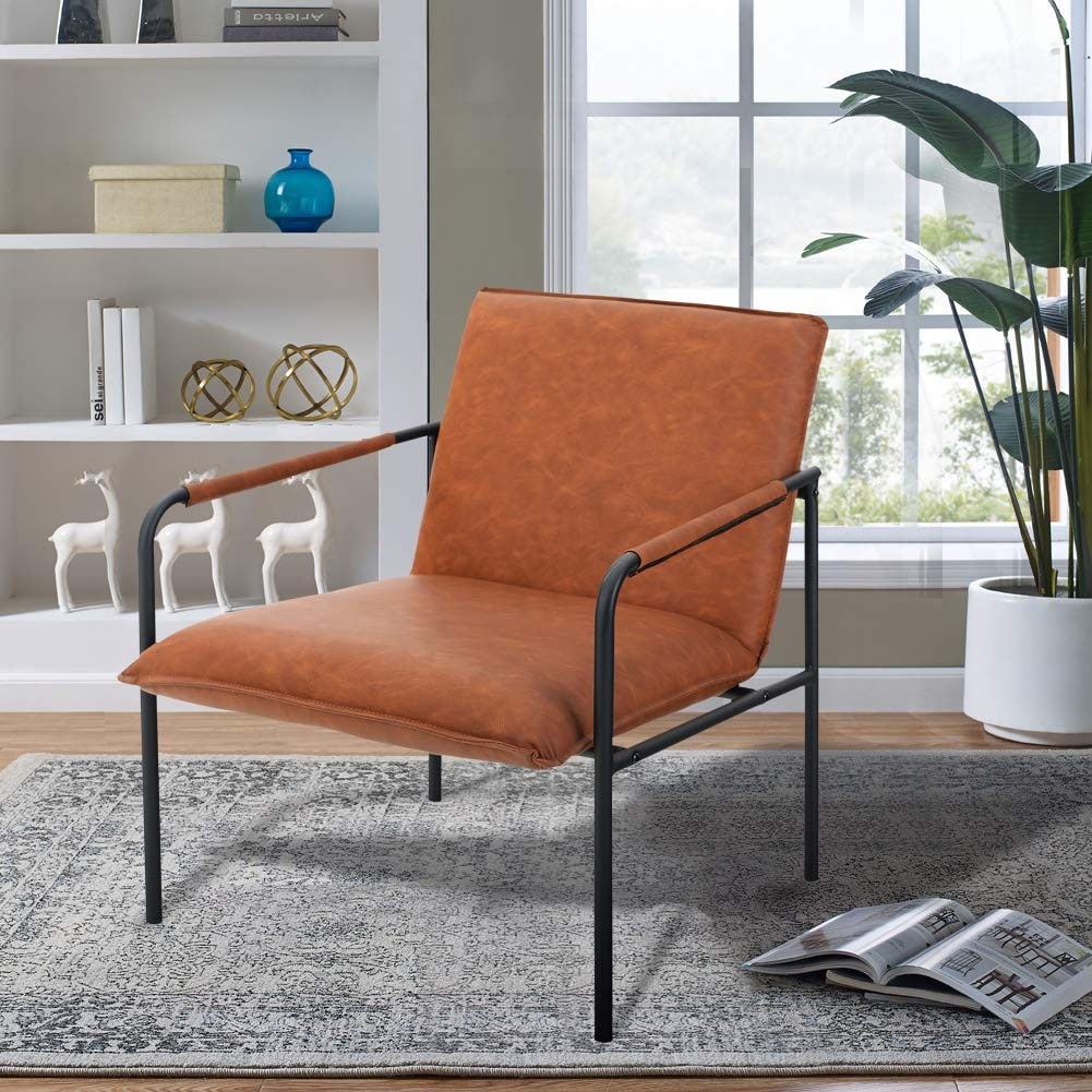 Sofa Chair Accent Lounge Chair Mid Century Modern Steel Frame