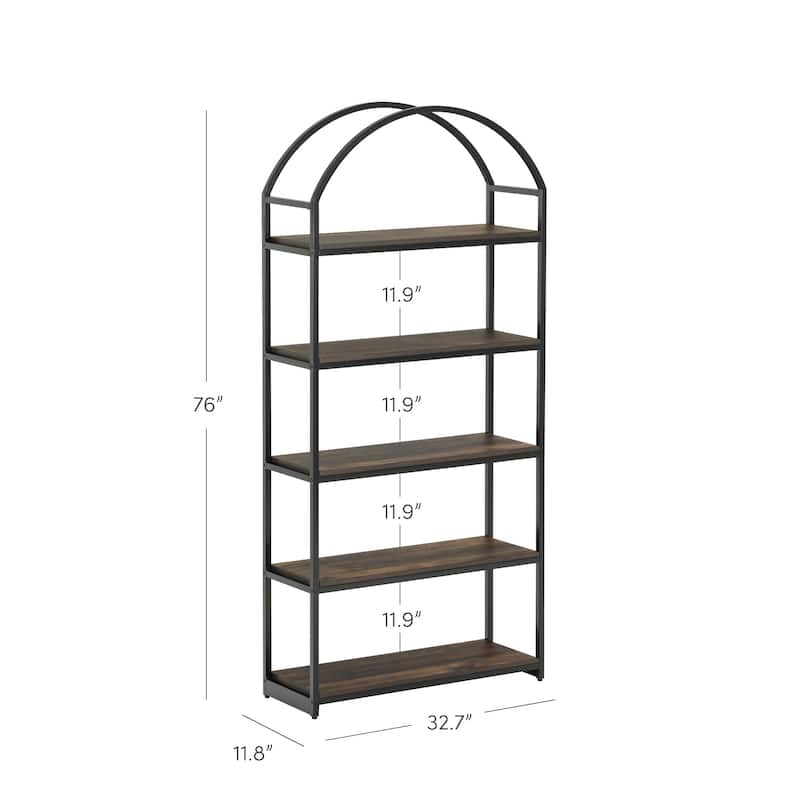 Nathan James Haven 5-Shelf Etagere Bookshelf with Arch Top