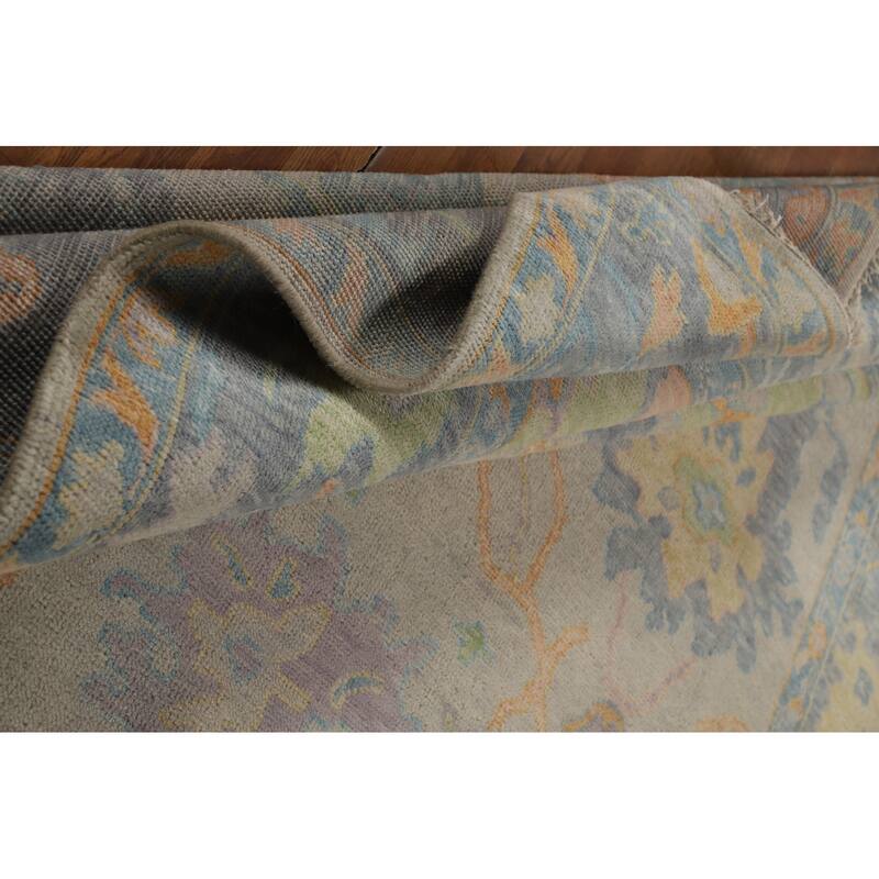 All-Over Floral Oushak Oriental Area Rug Hand-Knotted Wool Carpet - 8'10" x 11'9"