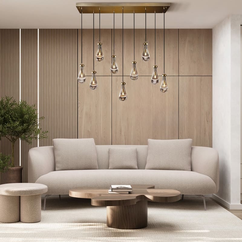 KAYLA Raindrop Chandelier, Modern Glass Pendant Light, Bulb Included