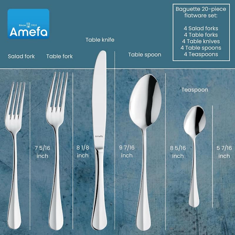 Amefa Baguette 20 Piece 18/10 Stainless Steel Flatware Set