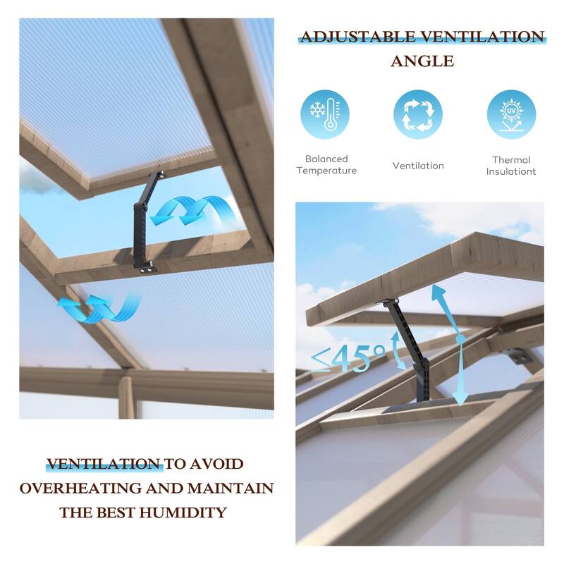 VEIKOUS Walk-in Wooden Greenhouse for Outside, Garden and Backyard, Light Mocha Brown