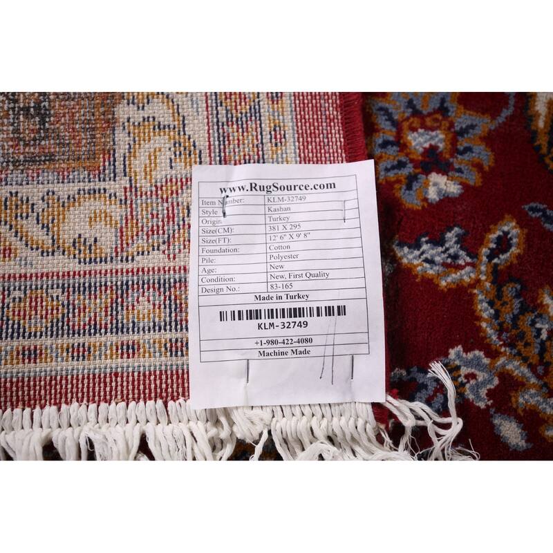 Traditional Red Kashan Turkish Rug Medallion Machine-Made Carpet - 9'8" x 12'6"