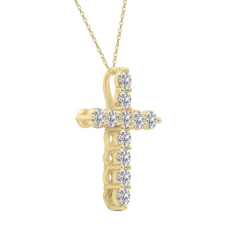 Marquee 1 Carat TW Lab Grown Diamond Religious Cross Pendant in 14K Yellow Gold