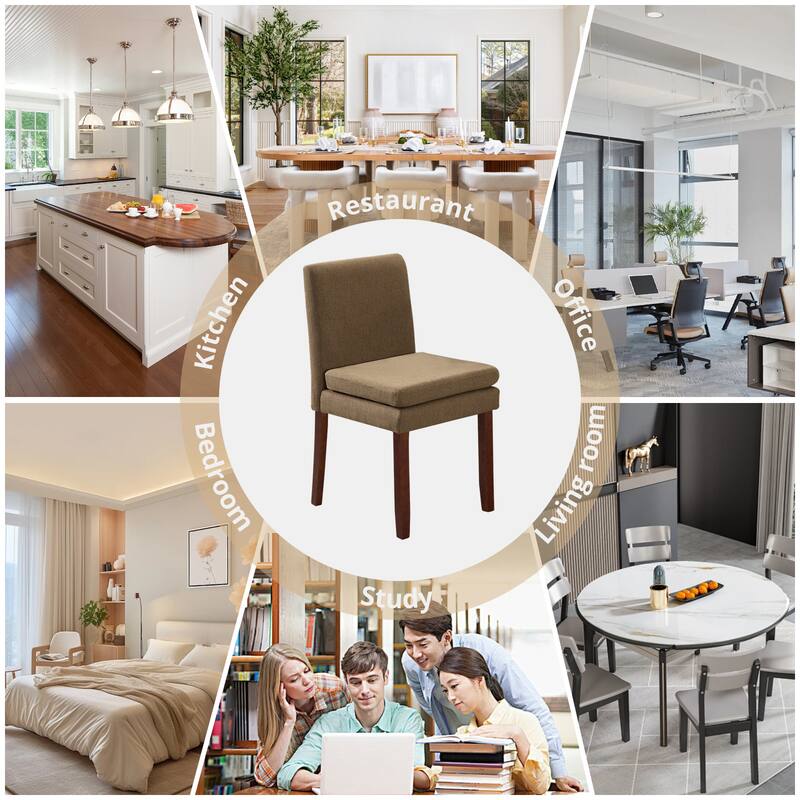 Upholstered Dining Chairs, Modern Dining Room Chairs Set of 2 with Thick Padded Cushion Seat, Linen Fabric Kitchen Dining Chairs