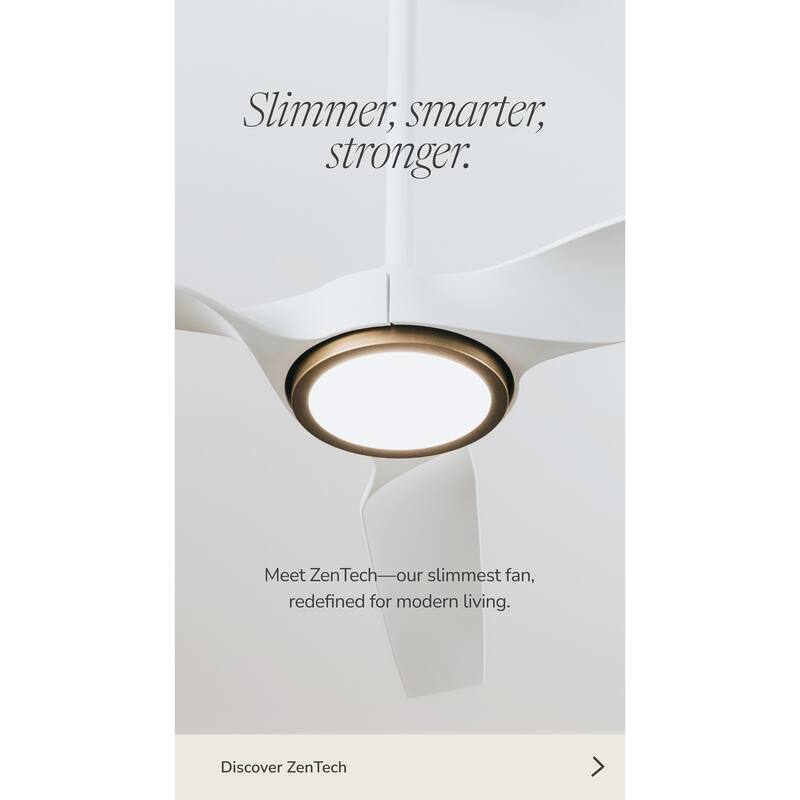 Hunter ZenTech Indoor / Outdoor 3-Blade Smart Ceiling Fan w/ LED Light and Handheld Remote - Modern & Contemporary.