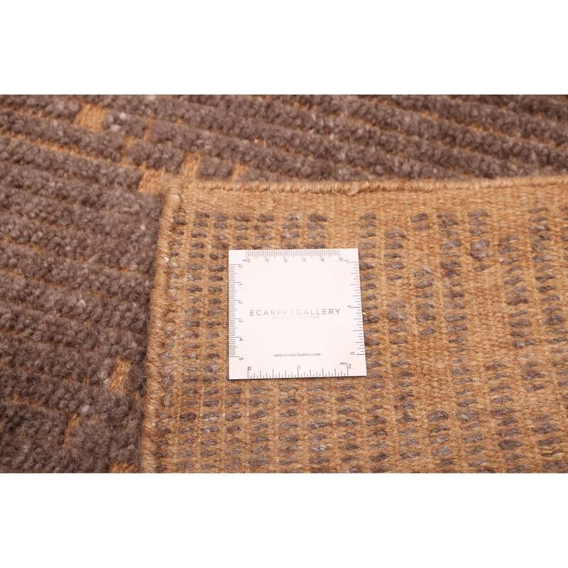 ECARPETGALLERY Hand-knotted Tangier Dark Brown Wool Rug - 5'0 x 7'11