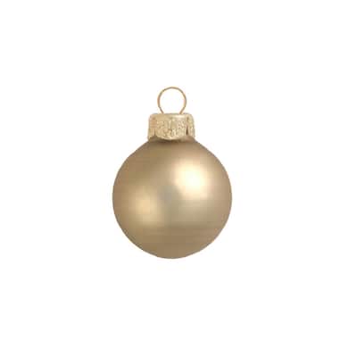 Matte Finish Glass Christmas Ball Ornaments - 4" (100mm) - Antique Gold - 6ct