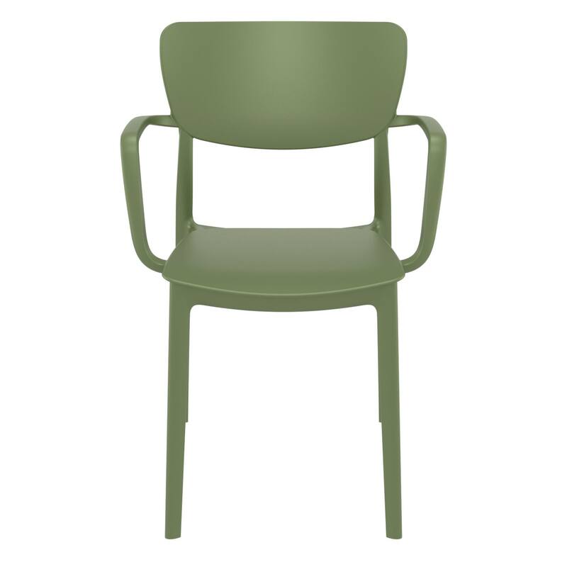 33" Olive Green Solid Stackable Patio Dining Arm Chair