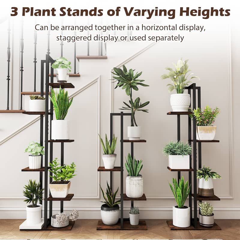 Gymax 3 PCS Plant Stand Set 4/5/6 Tier Indoor Flower Stands Multi