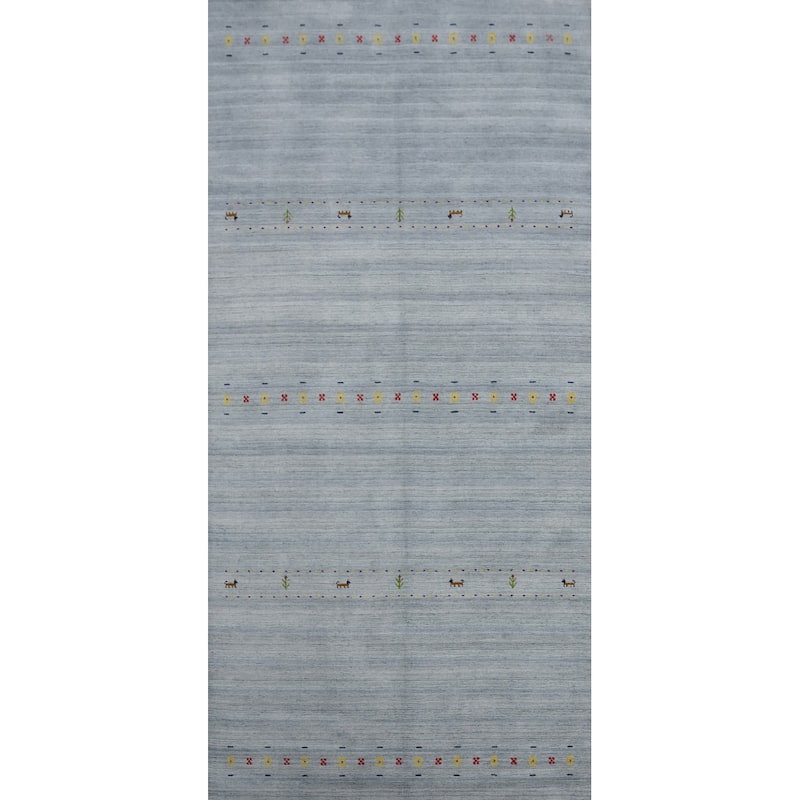 Tribal Wool Gabbeh Oriental Area Rug, Handmade Modern Carpet - 11' 4'' X 5' 2''