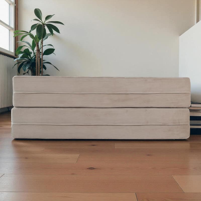 75" Convertible Foldable Sofa Bed, Memory Foam Upholstered 3-Seat Cloud Couch Mattress with 2 Pillows