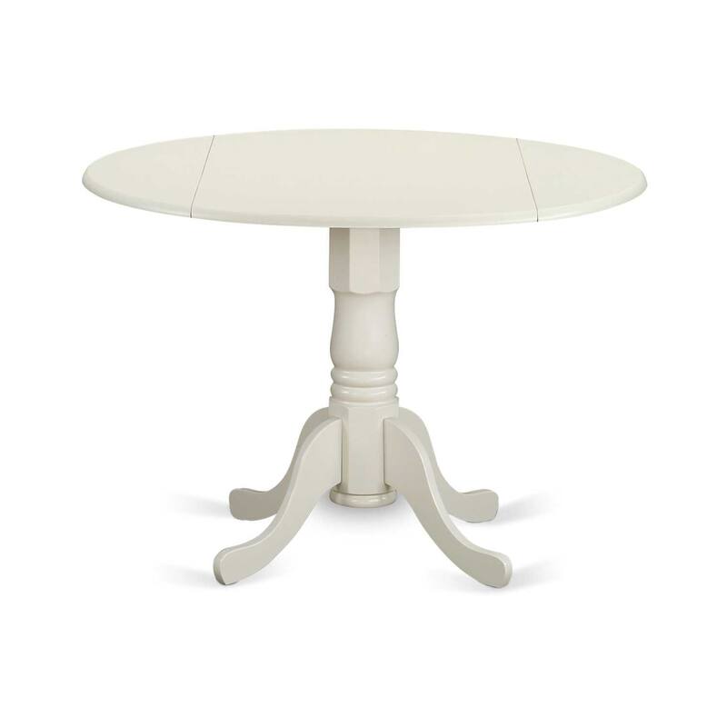 HomeStock 3-Pc Linen white Solid Wood Top - Round Dining Room Set with Dropleaf - Seats 4