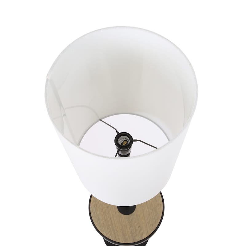 Metal Wood Floor Lamp with USB Port