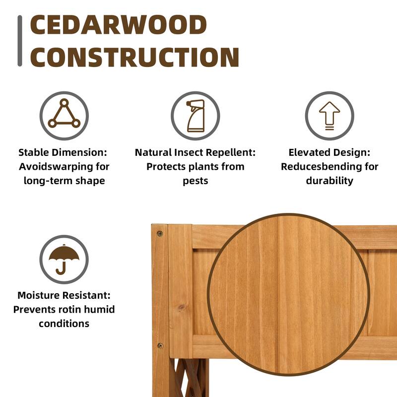 Wooden Planter Box 36 Inch Elegant Garden Patio Balcony Plant Container Durable Easy Assembly - 35.53x 12.6 x 35.43"