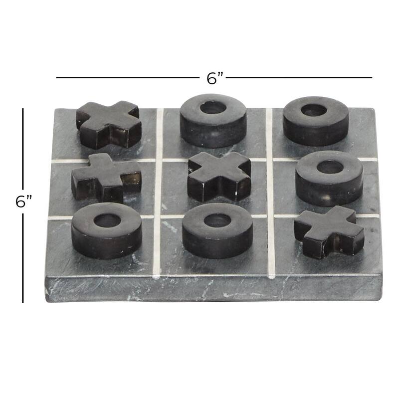 Marble Tic Tac Toe Game Set with Gold Inlay - White or Black - Roche River Decor