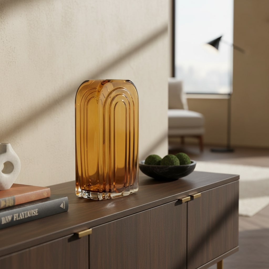 10" Amber Glass Table Vase - 5.50