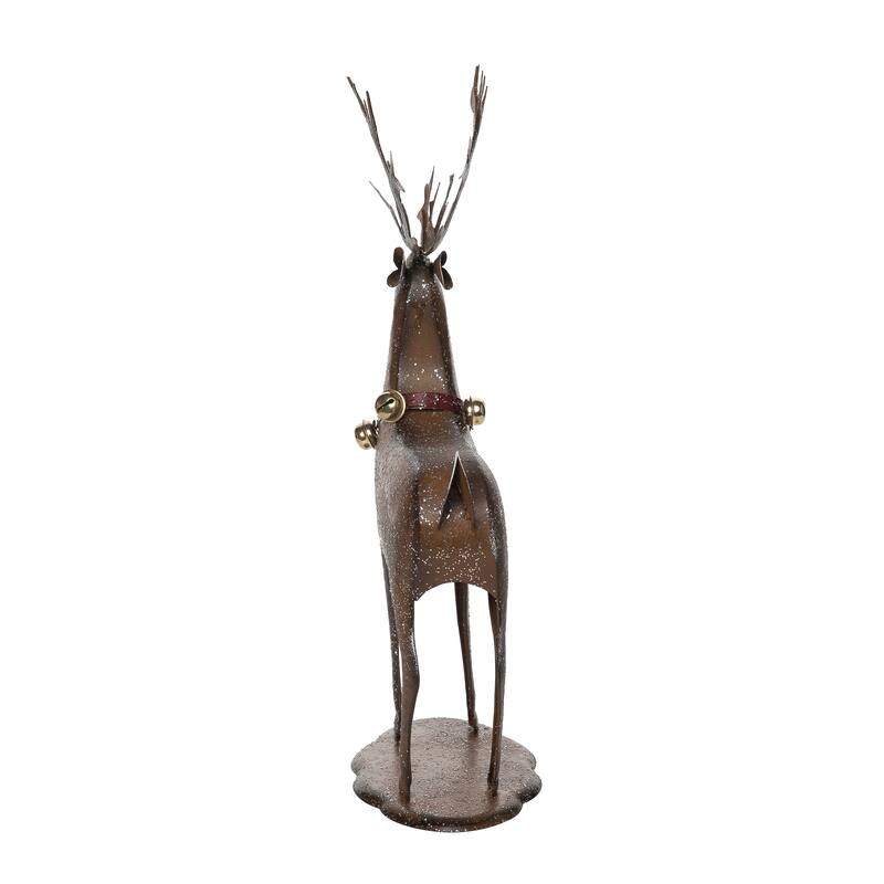 Transpac Metal 17.5 in. Brown Christmas Standing Reindeer with Bells