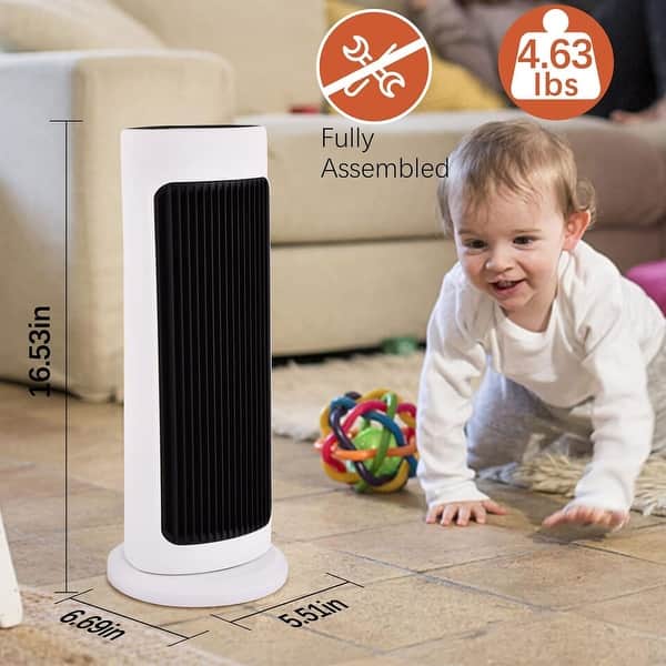 Electric Space Heater, 1500W Ceramic Tower Fan Heater, Digital LED Display, Auto - 6*20*6