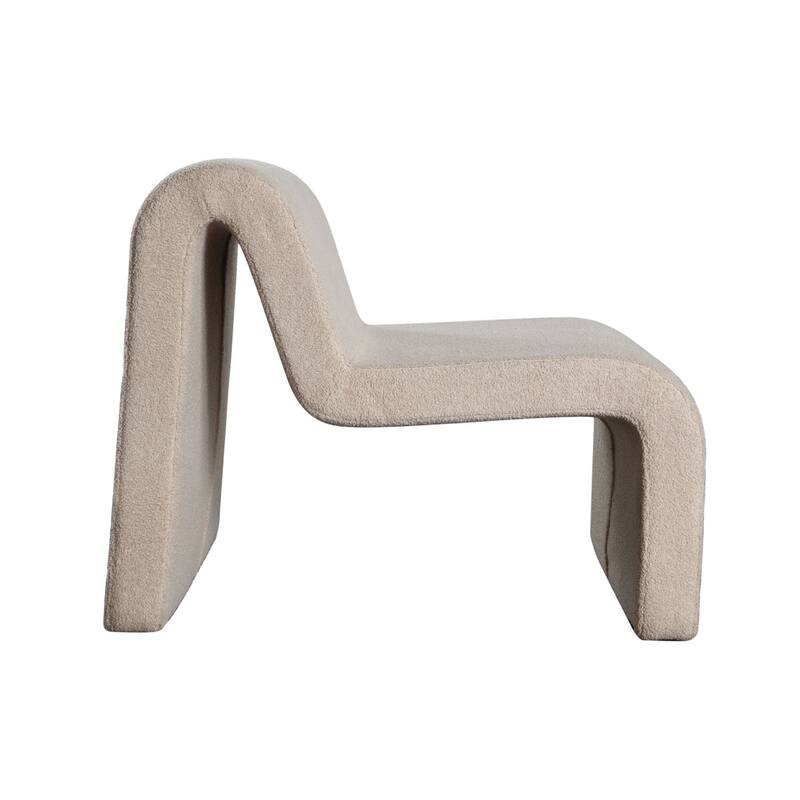 Nena Accent Chair, Armless Design, Camel Brown Looped Shearling Fabric