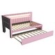 preview thumbnail 18 of 23, 2 Color Twin Bed with USB Ports and LED Belt, LED Design Platform Bed with Trundle