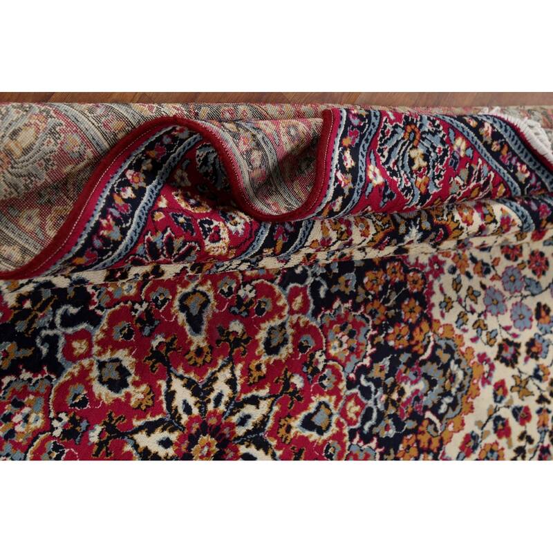 Floral Ivory Mashad Turkish Rug Machine Made Carpet - 6'4" x 9'6"