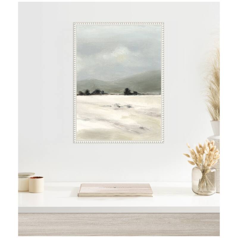 Kate and Laurel Sylvie Beaded December Mist 2 Framed Canvas by Mackenzie Nelson
