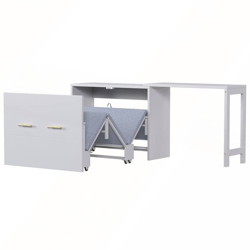 Twin Size Murphy Cabinet Bed with Adjustable Position Desk